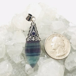 Abstract Fluorite and Amethyst Pendant