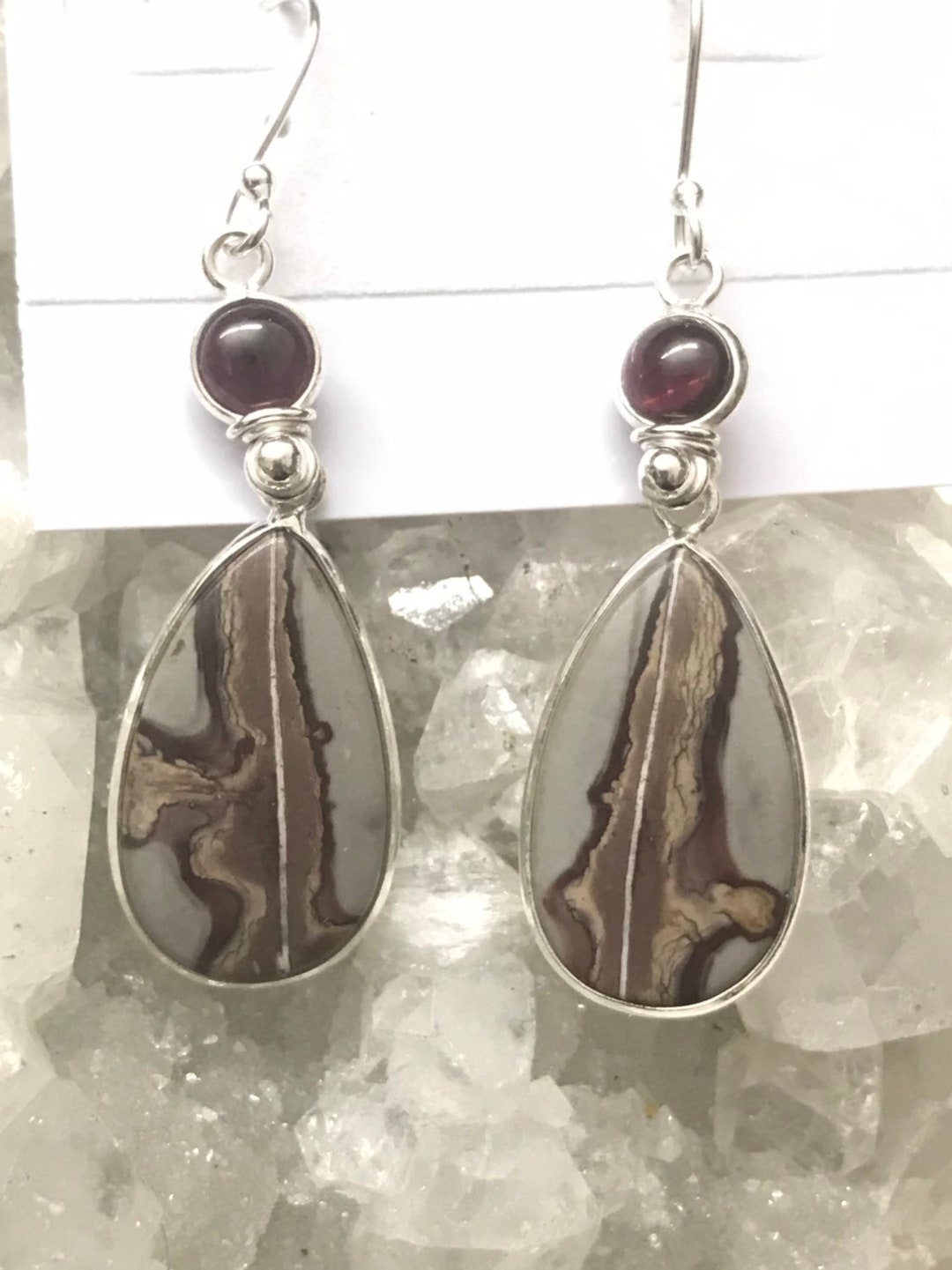 Sonoran Dendritic Rhyolite and Garnet Earrings - Etsy