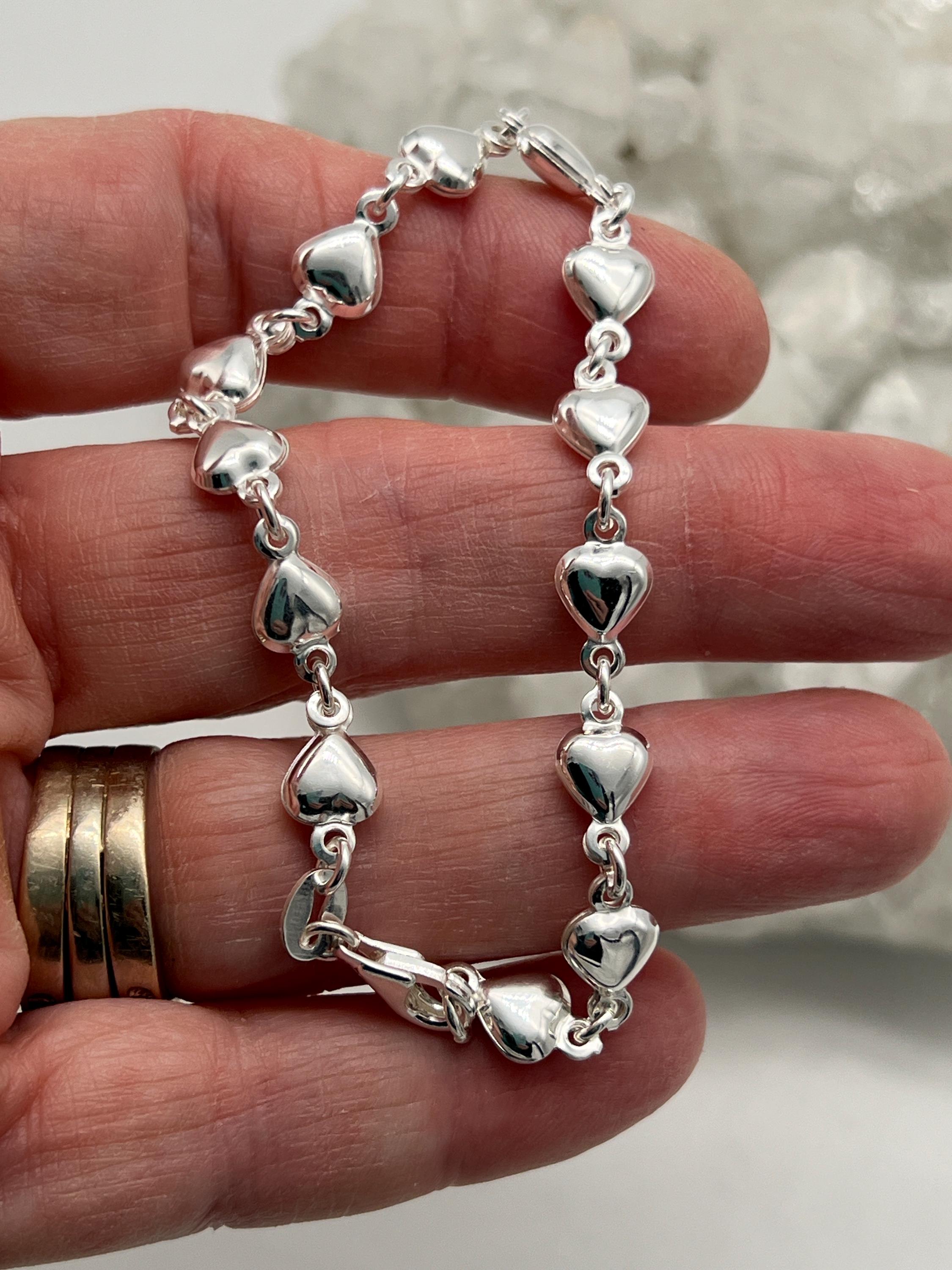 Sterling Silver 3-D Puffy Heart Bracelet-size 7 - Etsy