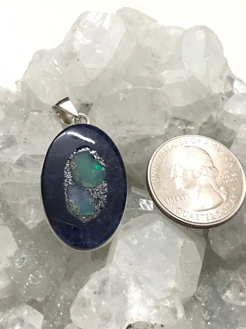 Ethiopian Opal in Sodalite Pendant