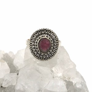 Rough Watermelon Tourmaline Ring, 8 1/2