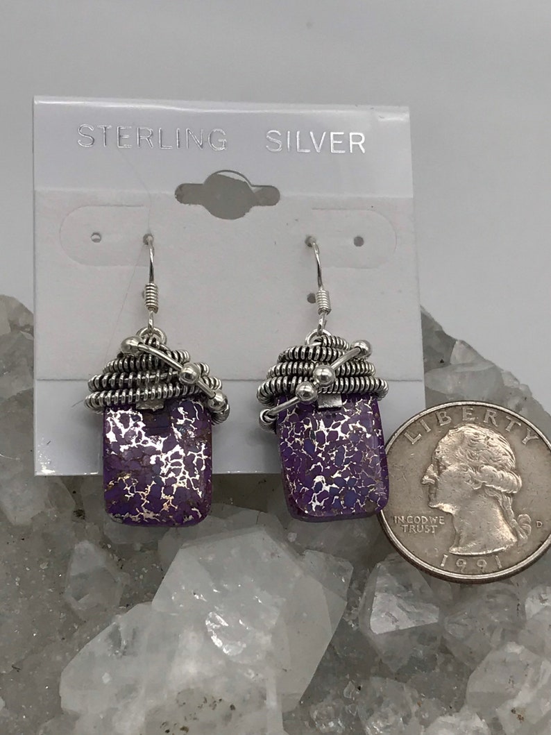 Wire wrapped Purple Turquoise Earrings