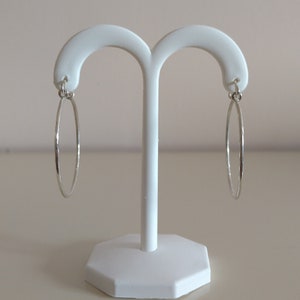Sterling silver minimalist hoop earrings, 1 5/8&quot;