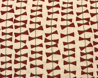 Red Ties with Green Centers on White Background, The Cookie Exchange by Sweetwater for Moda Fabrics, 100% Cotton