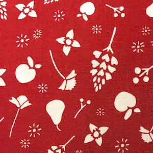 SALE:  White Fruits on Red Background, Five & Dime by Heidi Staples for Riley Blake, 100% Cotton