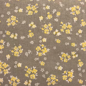 Pale Yellow Flowers on Light Gray Background, Dorset, Aberdeenshire by Camelot Fabrics, 100% Cotton
