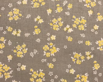 Pale Yellow Flowers on Light Gray Background, Dorset, Aberdeenshire by Camelot Fabrics, 100% Cotton