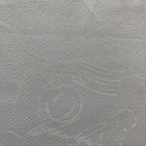 May include: A close-up of a gray canvas texture with a subtle, embossed pattern of swirling lines and circles.