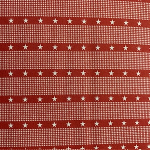 Patriotic White Stars on Red Stripes, White Dots on Red Background, Mackinac Island Red, Minick & Simpson, Moda Fabrics, 100% Cotton