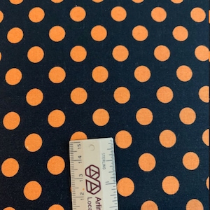 Hometown Halloween, 3/8&quot; Orange Dots on Black Background, Maywood Studio, 100% Cotton