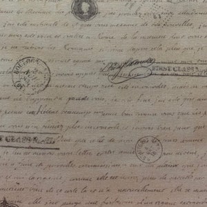 May include: A close-up of a vintage piece of paper with handwritten text and several postage stamps. The text includes the words "First Class" and "Boulogne".