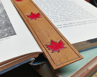 Maple Leaf Leather Bookmark