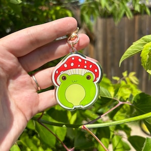Pilz Frosch Acryl Schlüsselanhänger - Cottagecore, Herbst, Epoxy, niedliches Herbstgeschenk