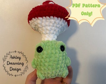 Patrón de crochet de rana con forma de hongo - Rana amigurumi, juguete antiestrés, patrón en PDF, sin costura, apto para principiantes