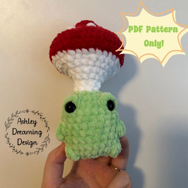 Froggy Mushroom Pop Crochet Pattern - Amigurumi Frog, Fidget Toy, PDF Pattern, No Sew Beginner Friendly