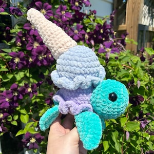 Peluche tartaruga gelato, peluche Amigurumi tartaruga marina all’uncinetto, idea regalo estiva