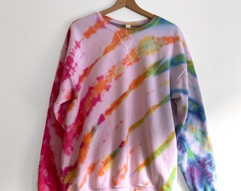 Rainbow Tie Dye Crew Neck Sweatshirt / Womens Girls Tie Dye / Matching Tie Dye Sweats