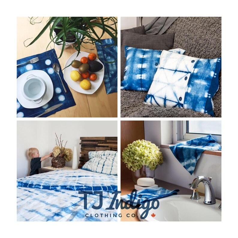 Japanese Indigo Shibori Pillow with Wooden Buttons Indie Boho Chic Decor