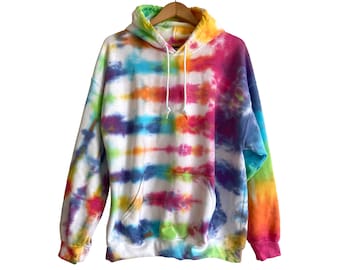 Tie Dye Hoodie Bright Rainbow Colors Fun New Pullover Hoodies Unisex Zip Up ADULT SIZE S-3XL Gender Neutral Unicorn