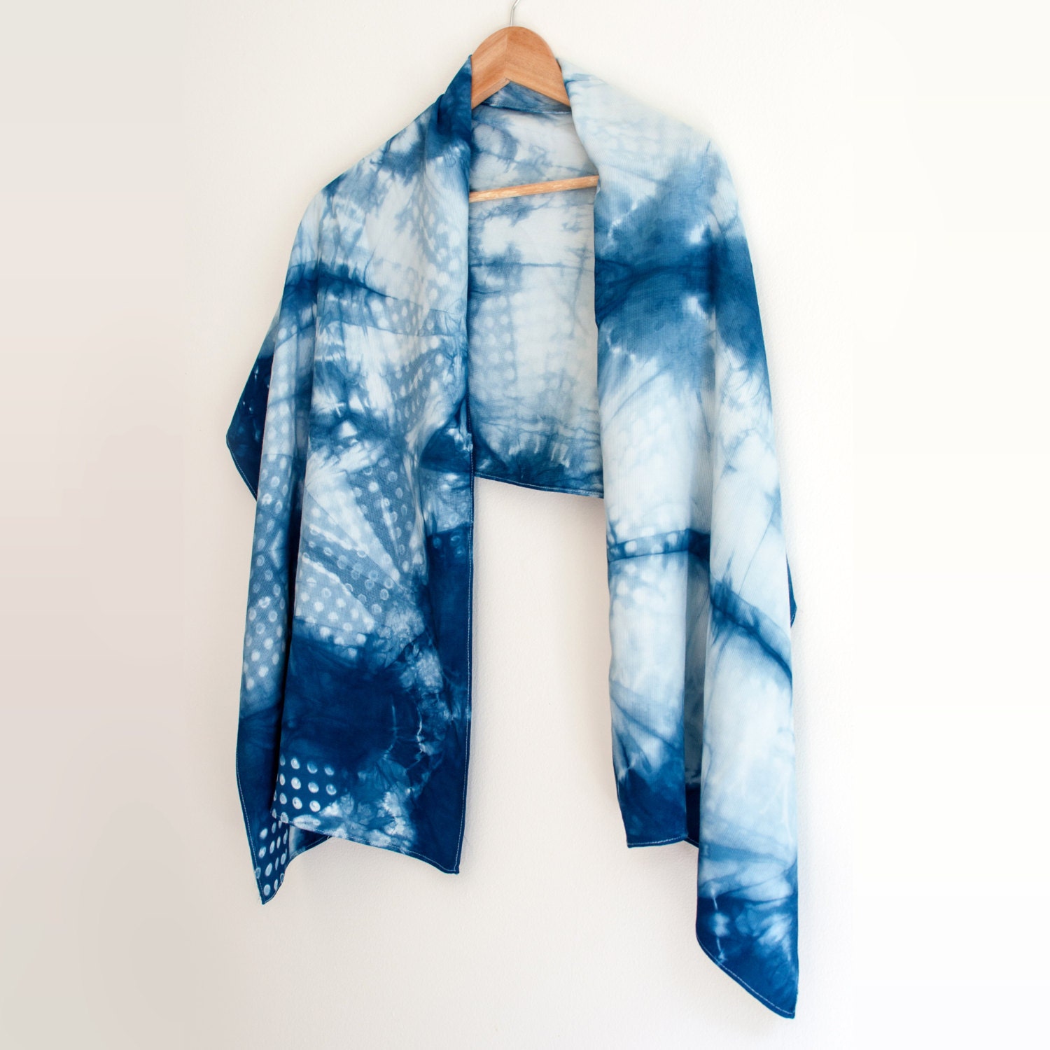 TJ Indigo Shibori Scarf / Hand Dyed With Natural Indigo Shawl | Etsy