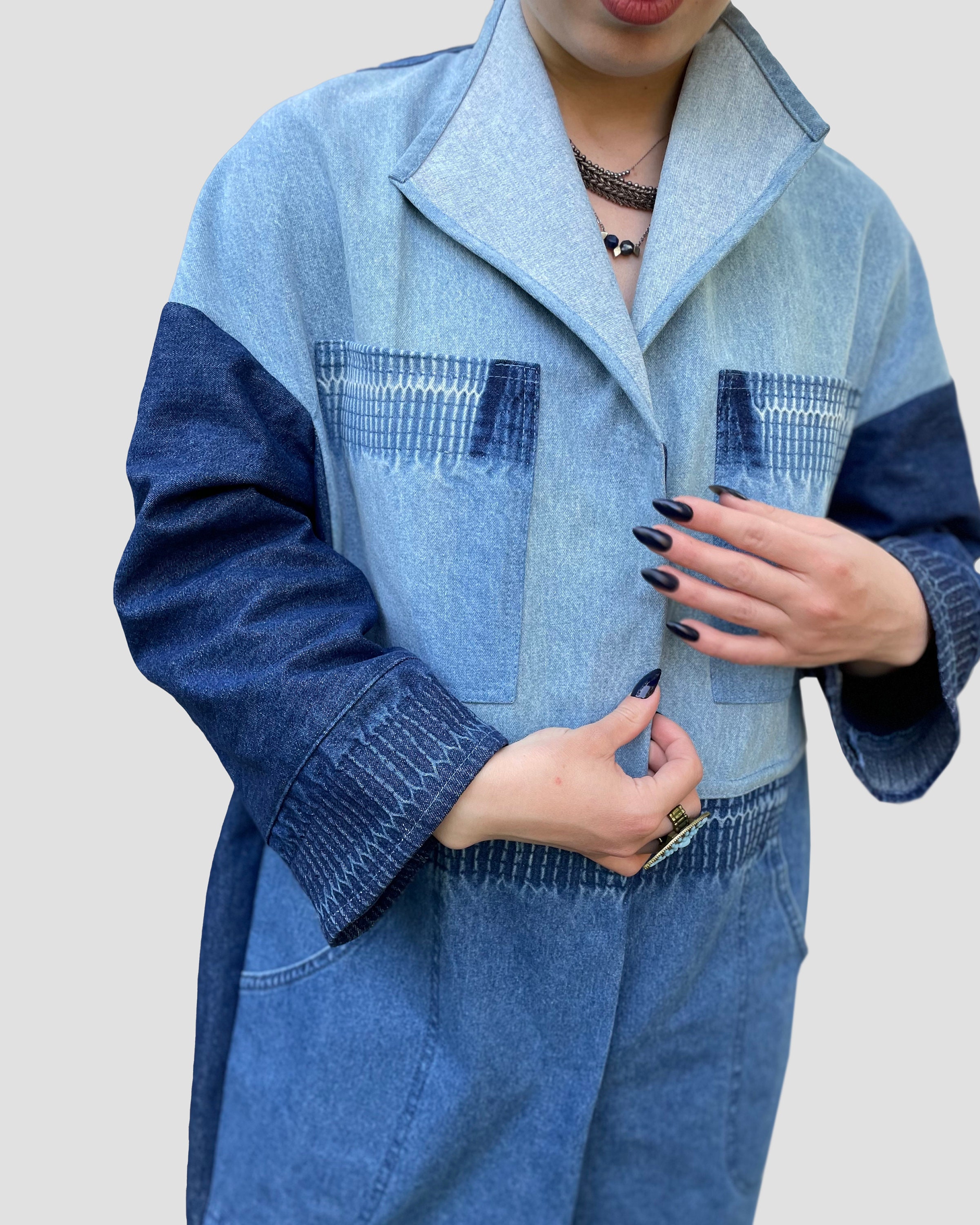 Upcycled Long Denim Patchwork Jacket -small - Etsy