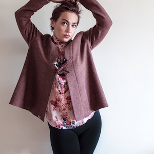 Kimono Haori in lana marrone neutro con lacci / Cardigan Haori in stile giapponese / Top Boho da donna su misura