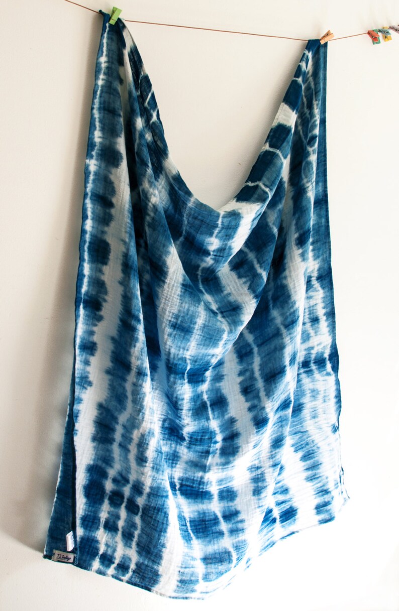 Natural Indigo Shibori Double Gauze Cotton Muslin Baby Blanket Etsy