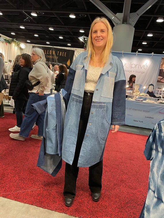 Upcycled Long Denim Patchwork Jacket -small - Etsy