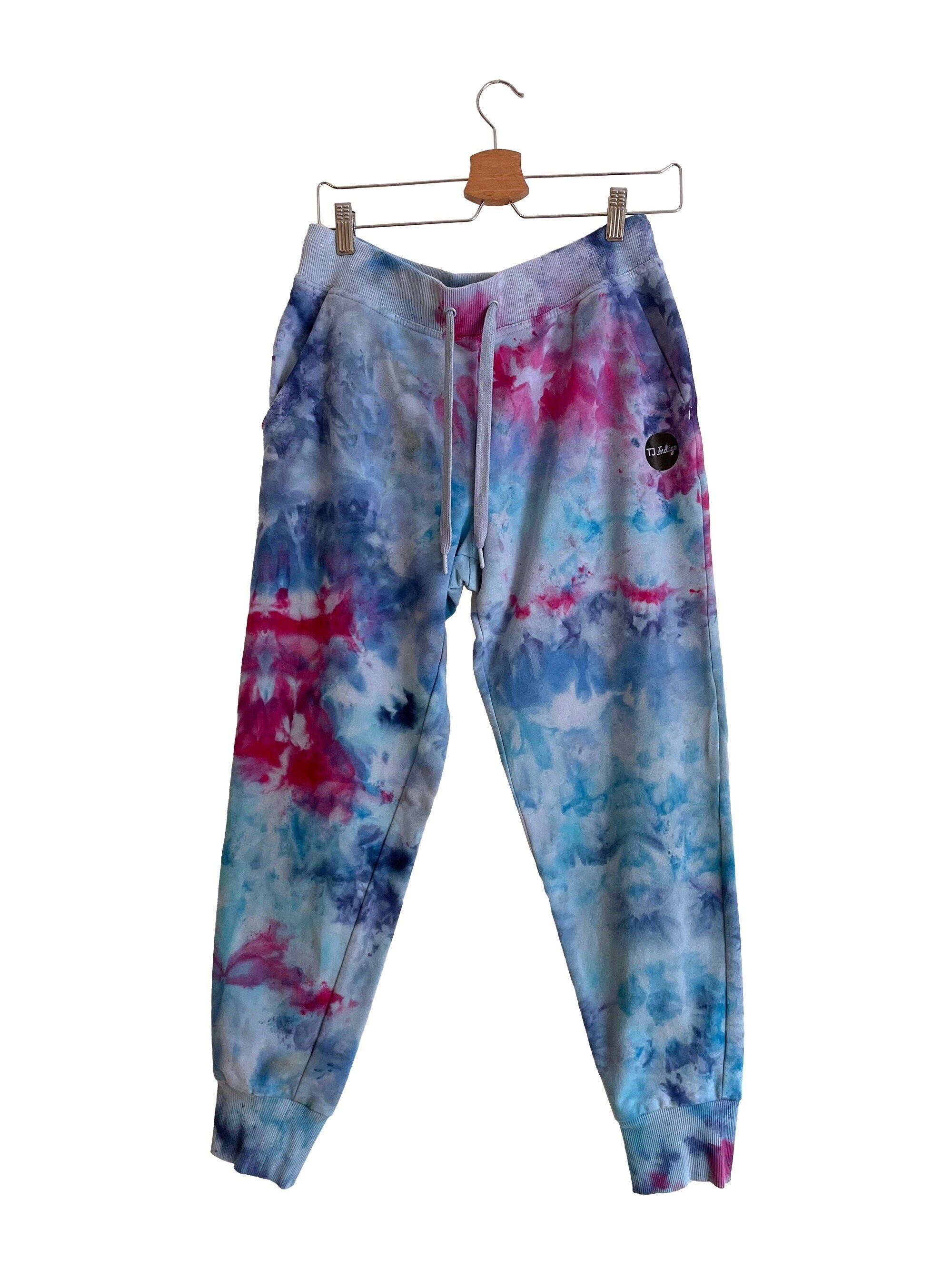 Ice Blue Tie Dye Cotton Sweatpants 