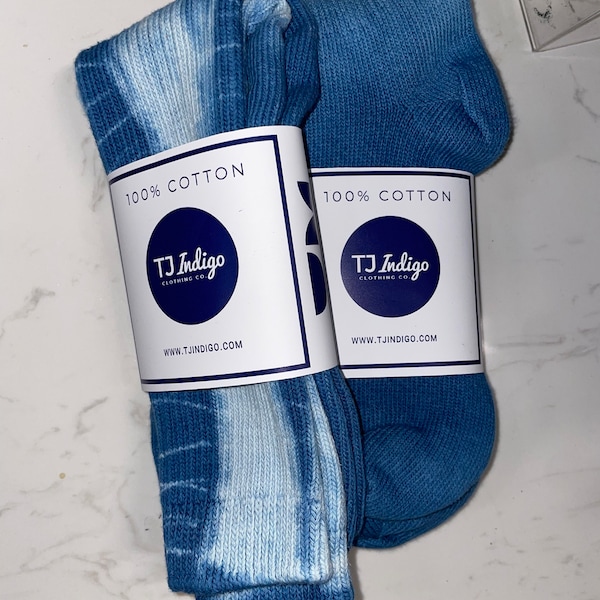 Natürliche Indigo gefärbte Socken aus 100% Baumwolle / Unisex Classic Socken Botanisch gefärbt mit pflanzlichem Indigo Shibori / Blaue Tie Dye Lange Socken