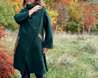 タグ付未使用品　na.e Wool&Cashmere Hoodie Coat na.e】Wool&Cashmere Hoodie Coat_olive ロングコート