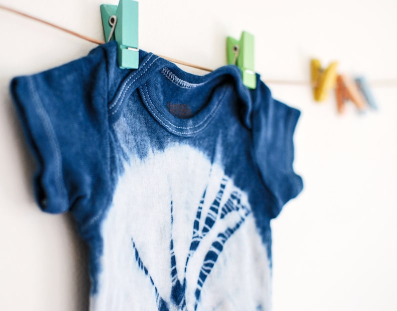 Natural Indigo Shibori Short Sleeve Baby Onesie / Tie Dye Boho Etsy