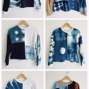 Indigo Shibori Patchwork Organic Cotton Cropped Sweater