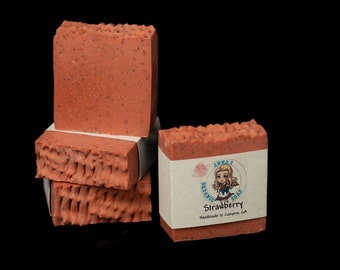 Strawberry Soap, All Natural Exfoliating Handmade Organic Soap; Made with Local Strawberries!