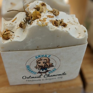 Oatmeal Chamomile Soap Bar, Organic, Gentle, Exfoliating, Unscented Organic. Vegan, Coconut Free image 3