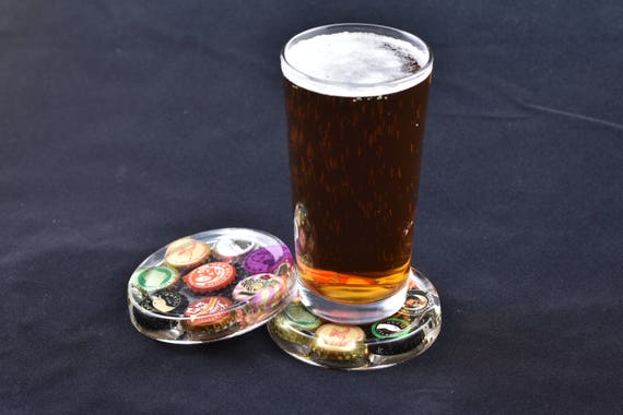 Bottle Cap Coasters Set Of 4 Etsy