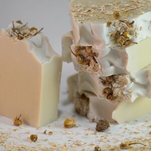 Oatmeal Chamomile Soap Bar, Organic, Gentle, Exfoliating, Unscented Organic. Vegan, Coconut Free image 2