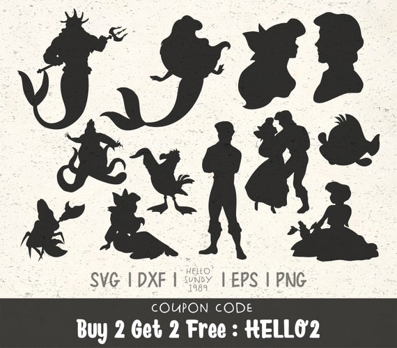 Download The Little Mermaid Silhouette Clipart Svg Files For Cricut Etsy