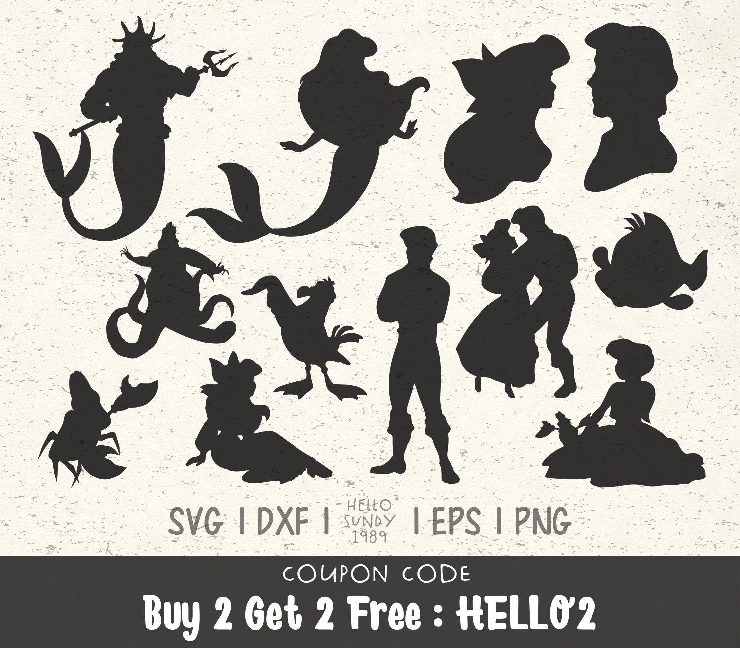 Download The Little Mermaid Silhouette Clipart Svg Files For Cricut Etsy