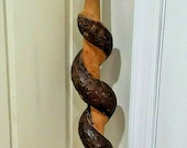 Vintage 40 3 4 quot Long Hand Carved Rattlesnake Walking Stick Brass Handle
