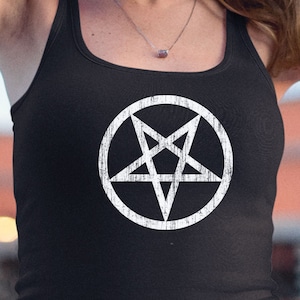 Pentagram Symbol Vintage Distressed Creepy Occult Tarot Demon Devil