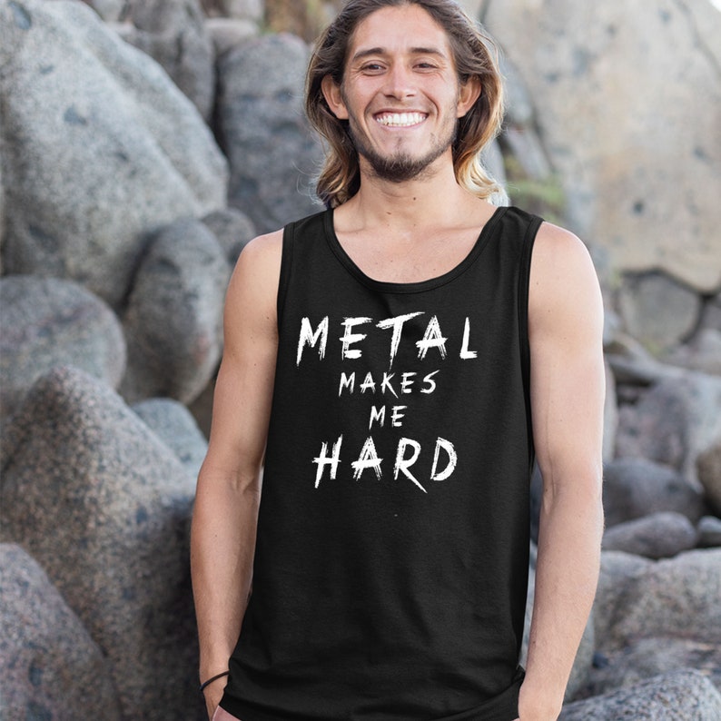 Metal Makes Me Hard Devil Horns Vintage Distressed Heavy Metal Rules Funny