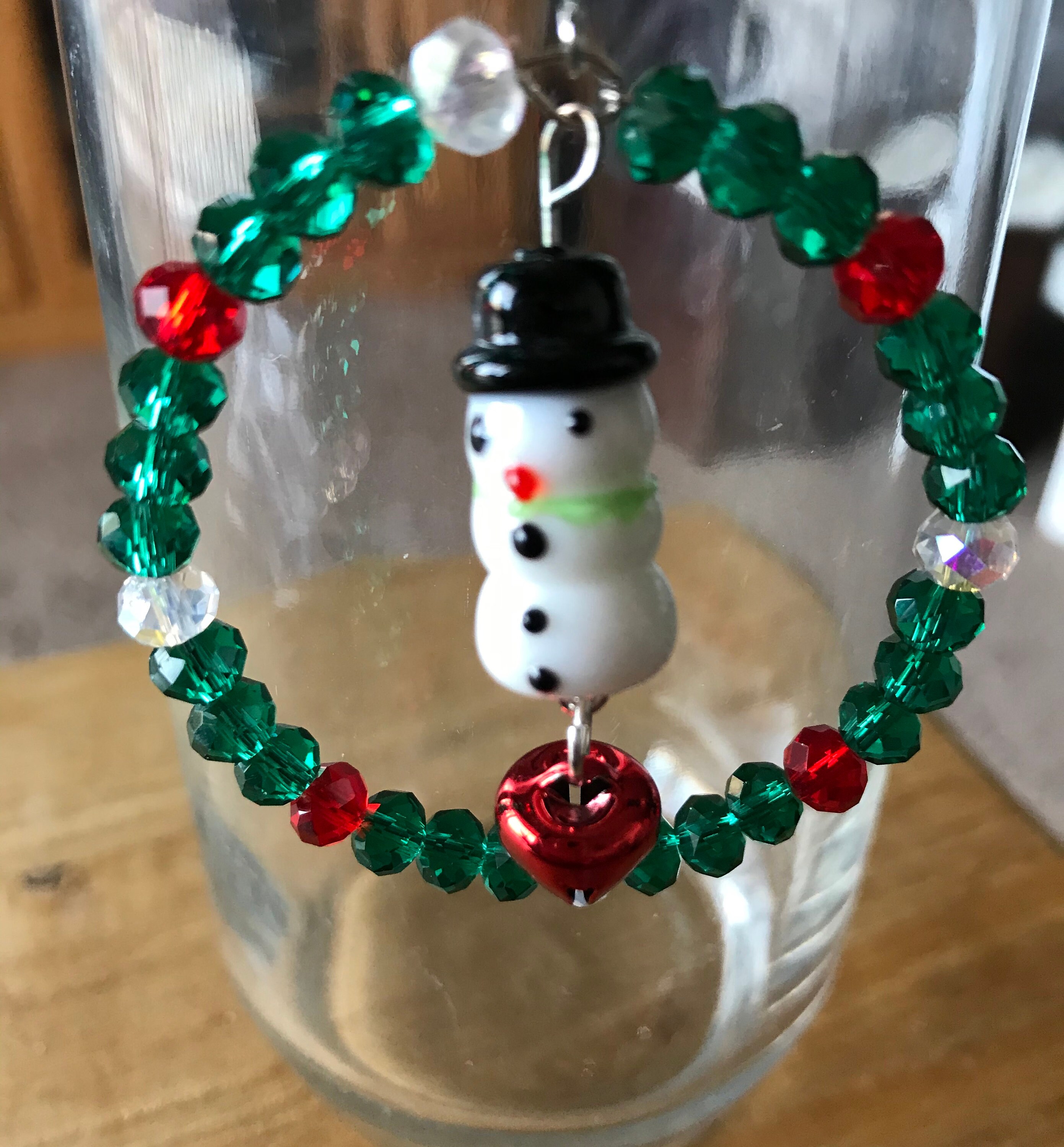 Snowman crystal bead Christmas Ornament Etsy