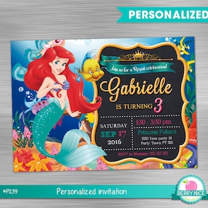 Little Mermaid invitation print yourself, little mermaid party printables, little mermaid party invitation DIY