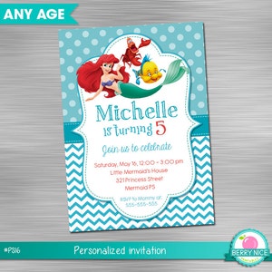 Little Mermaid Invitation, Little Mermaid Birthday, Little Mermaid Party,  Little Mermaid Printable Invitation DIY