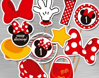 INSTANT DOWNLOAD Minnie Mouse Centerpieces First Birthday Print yourself, Minnie Party Printables DIY