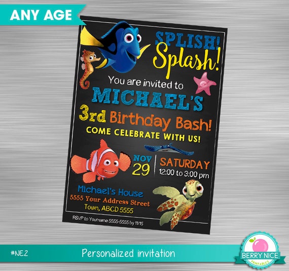 Finding Nemo Invitation DIY, Finding Nemo Printables, Finding Nemo ...