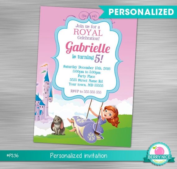 Sofia the First Invitation Print Yourself, Princess Birthday, Sofia the