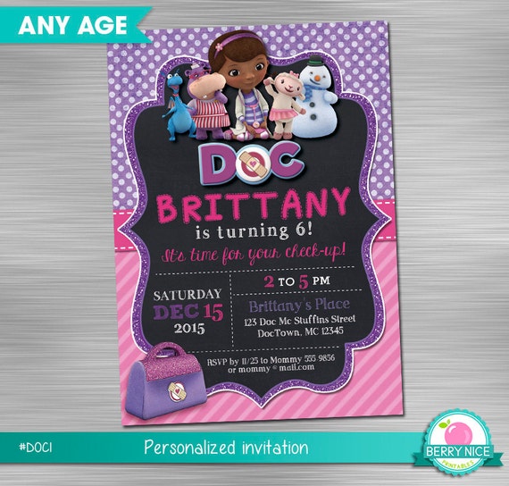 Doc Mcstuffins Invitation, Doc Mcstuffins Birthday, Doc Mcstuffins Party, Doc Mcstuffins Invite, Doc Mcstuffins Printable Invitation DIY Il_570xn