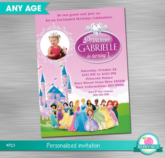 Disney Princess Invitation, Princess Birthday, Princess Party, Princess Invitation, princess Printable Invitation DIY Il_570xn